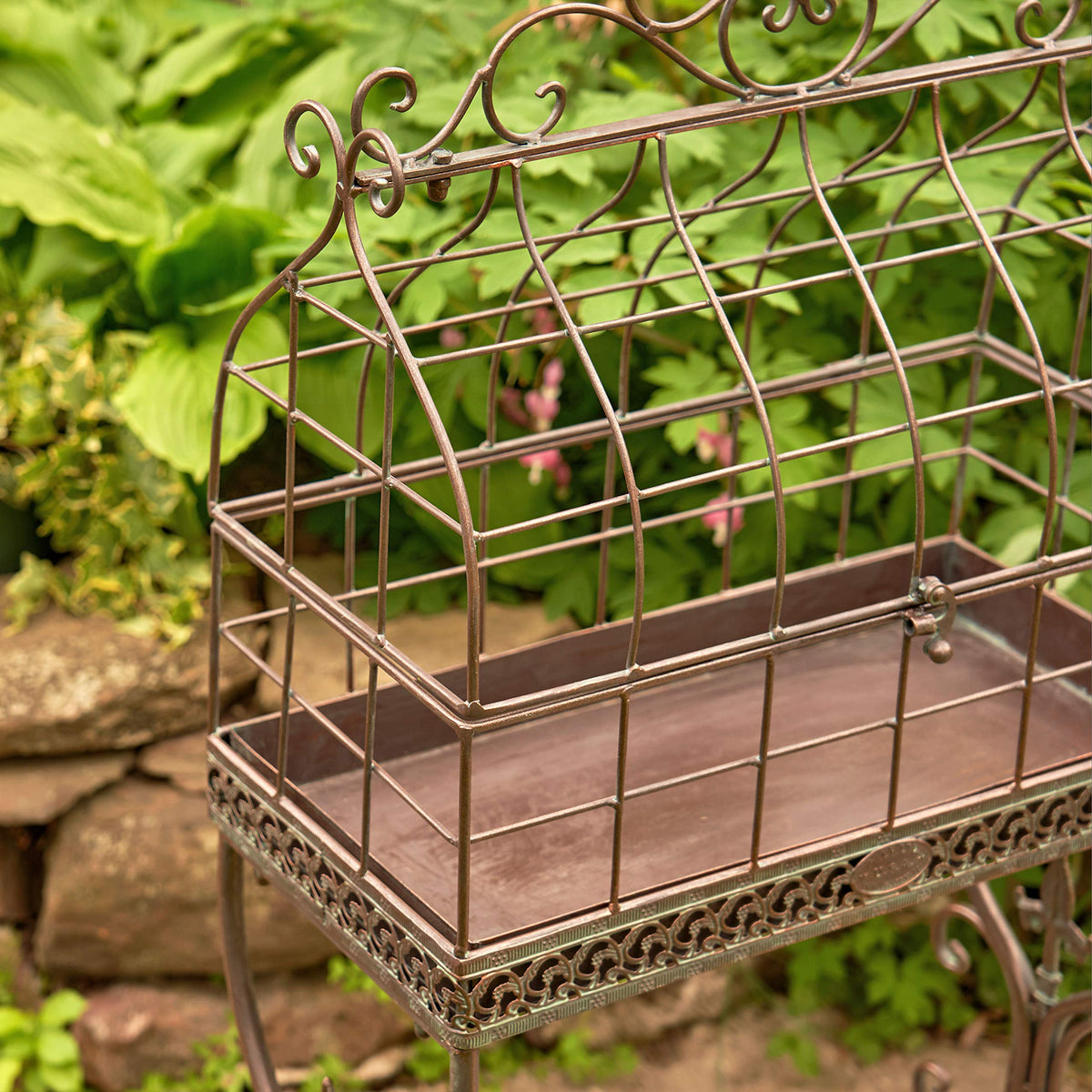 Zaer Ltd. Vintage Style Metal Cage Plant Stand Paris 1968" (Aged Bronze)