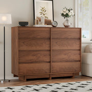 SINROM Walnut Dresser for Bedroom, 53.1" Wide 8 Drawer Dresser, Mid Century Modern Dressers Chest of Drawers, Wooden Large Dressers for Bedroom, Closet