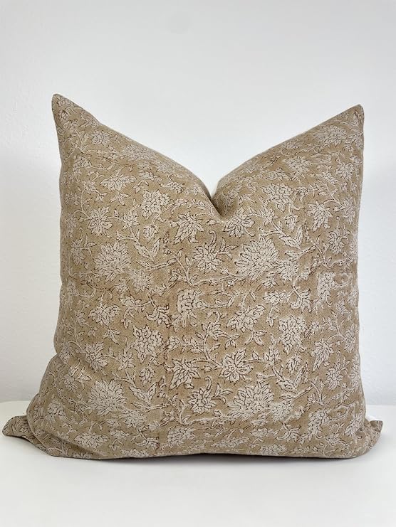 Hand-Block-Printed Linen Pillow Cover