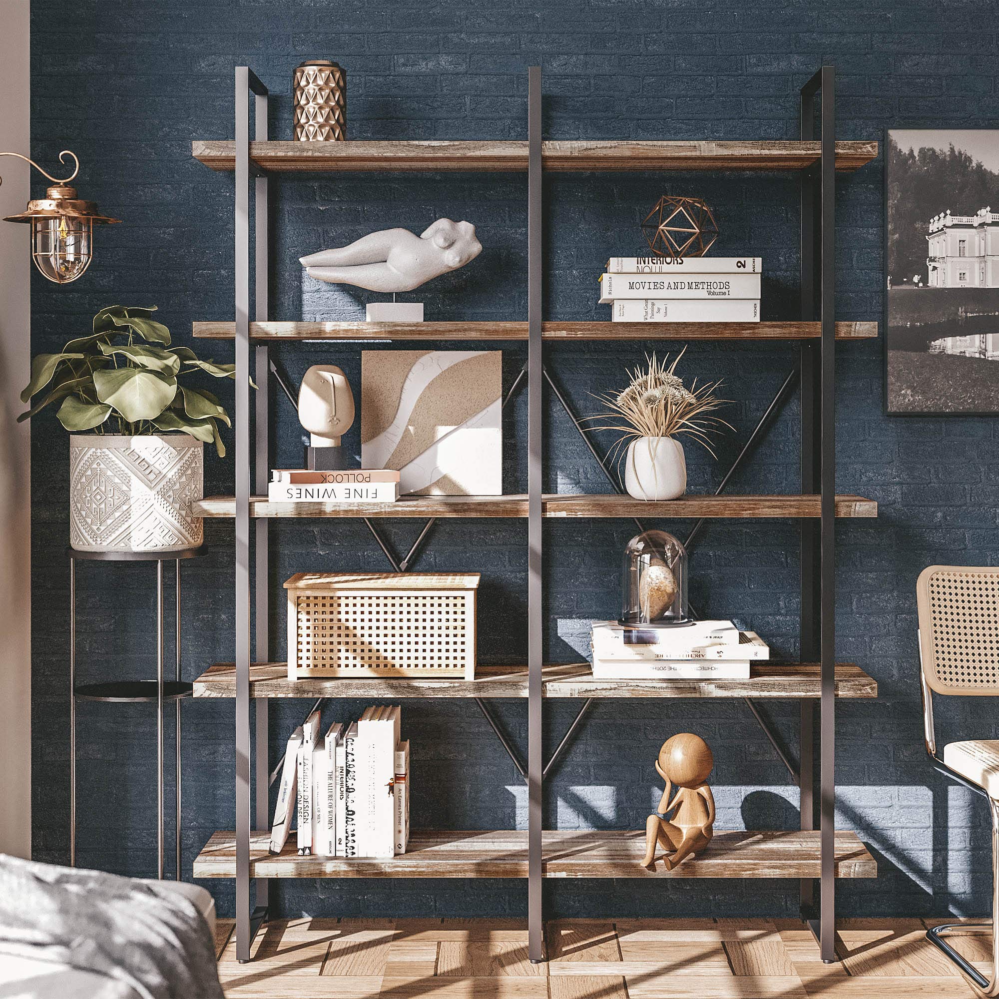 5-Tier Double Wide Industrial Bookshelf