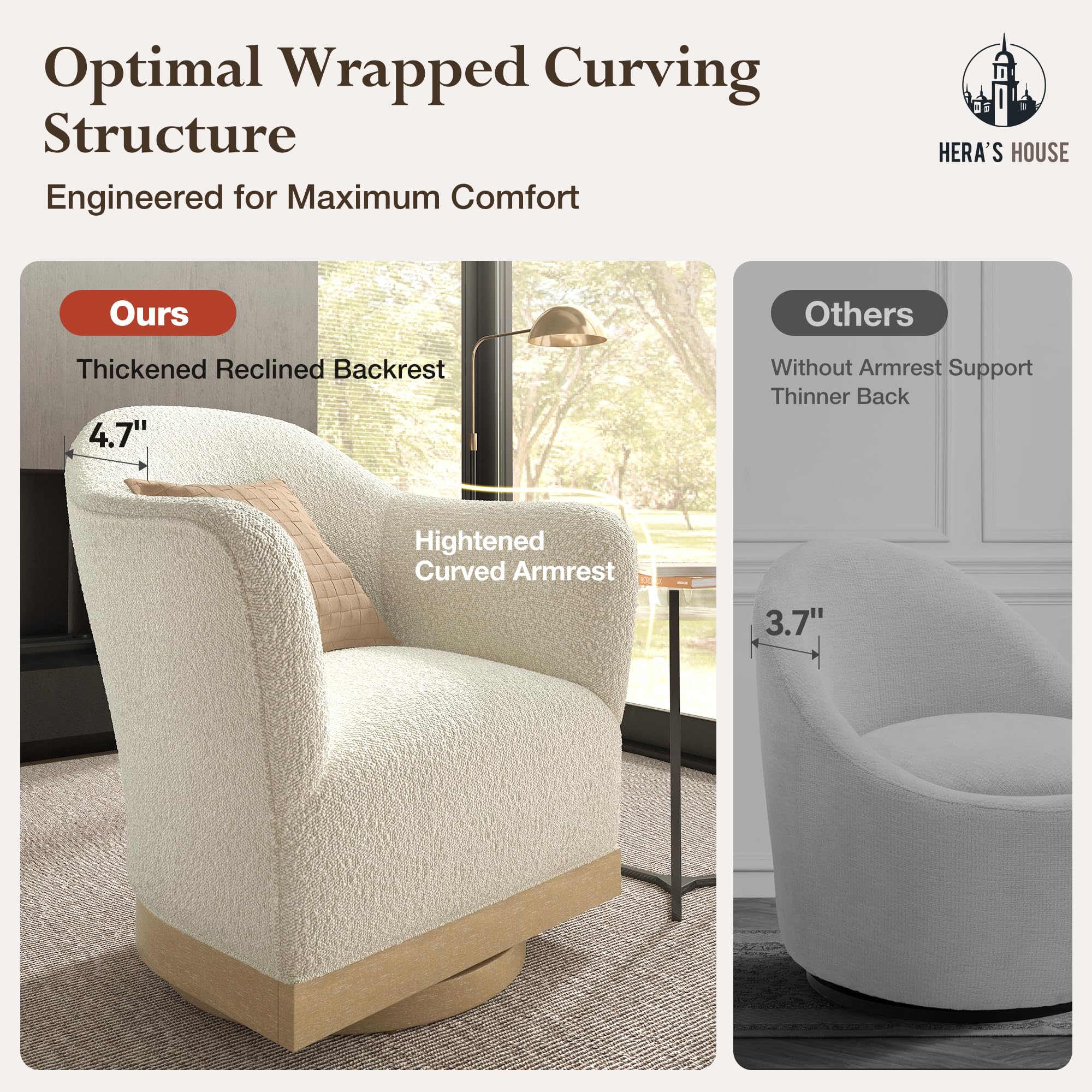 Swivel Barrel Accent Chair – High-Back Armchair with 360° Swivel