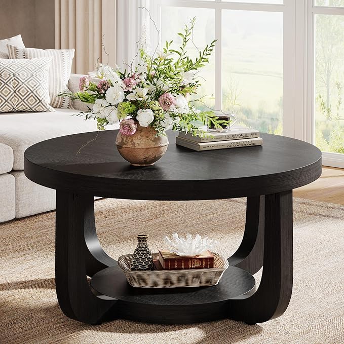 Round 2-Tier Coffee Table with Storage