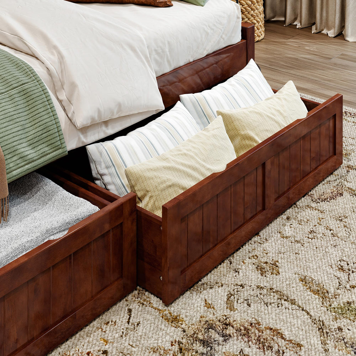 AFI, Cambridge Twin Wood Daybed with 2 Storage Drawers, Walnut