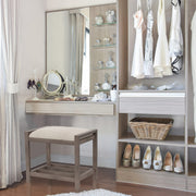 Upholstered Vanity Stool with Storage Shelf