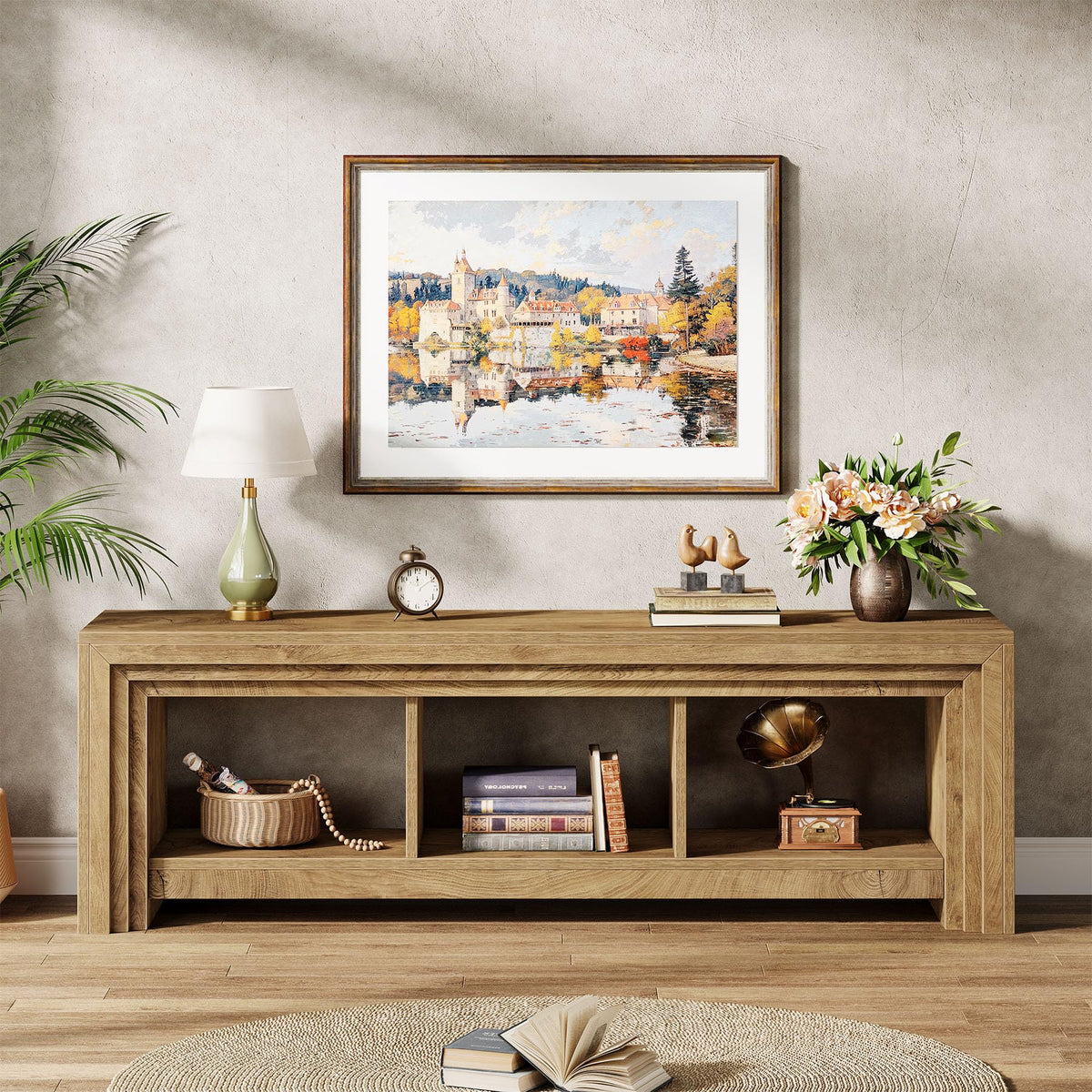 Tribesigns 63" TV Stand for TVs Up to 75 Inches, Wood Entertainment Center