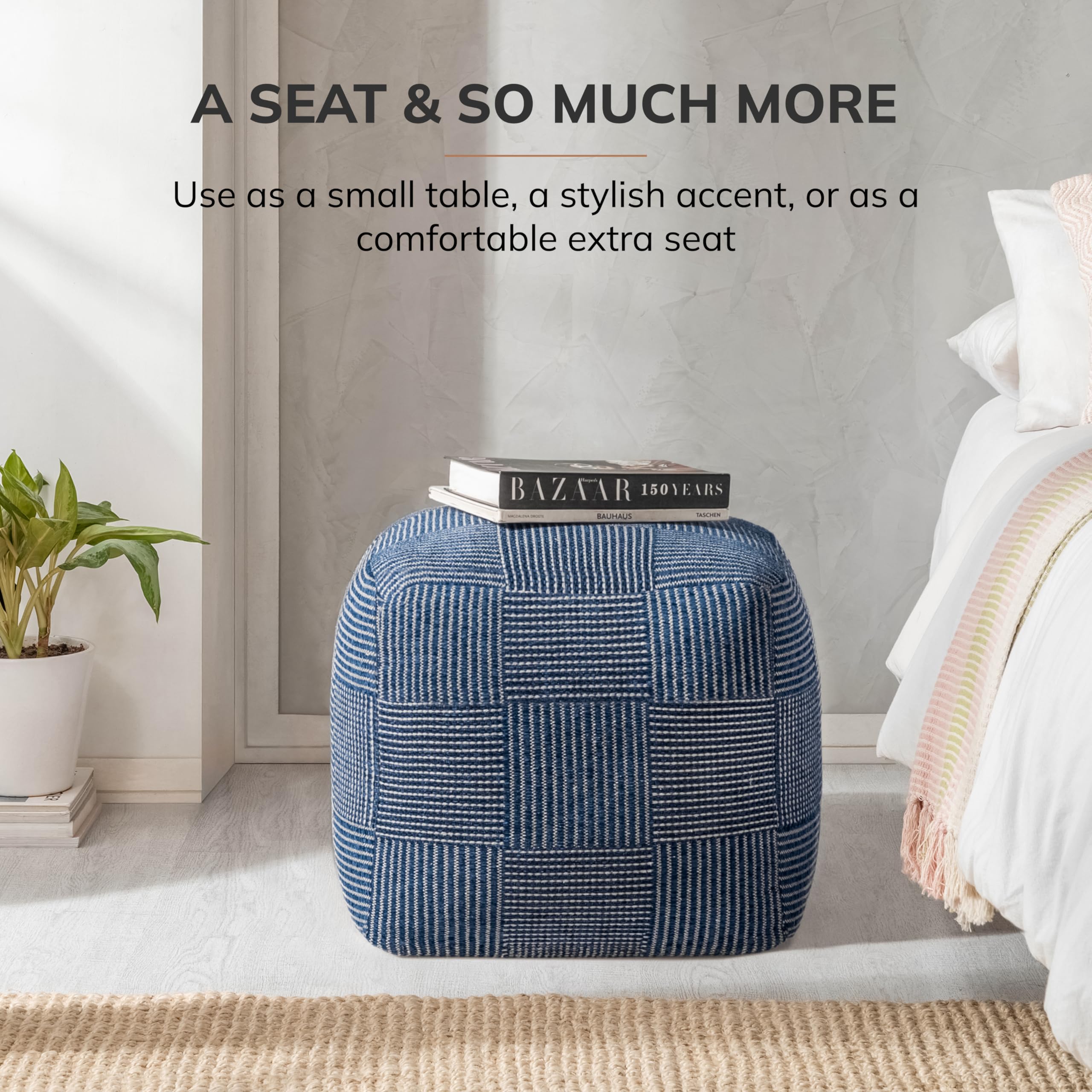 Square Pouf Ottoman Footrest