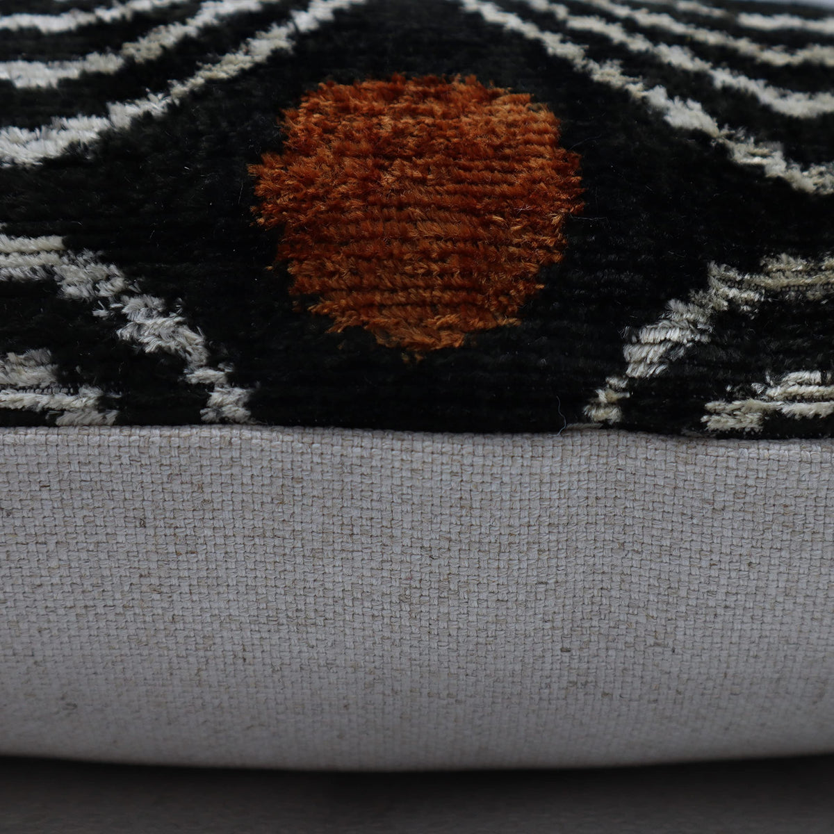 Black Ikat Down Feather Throw Pillow