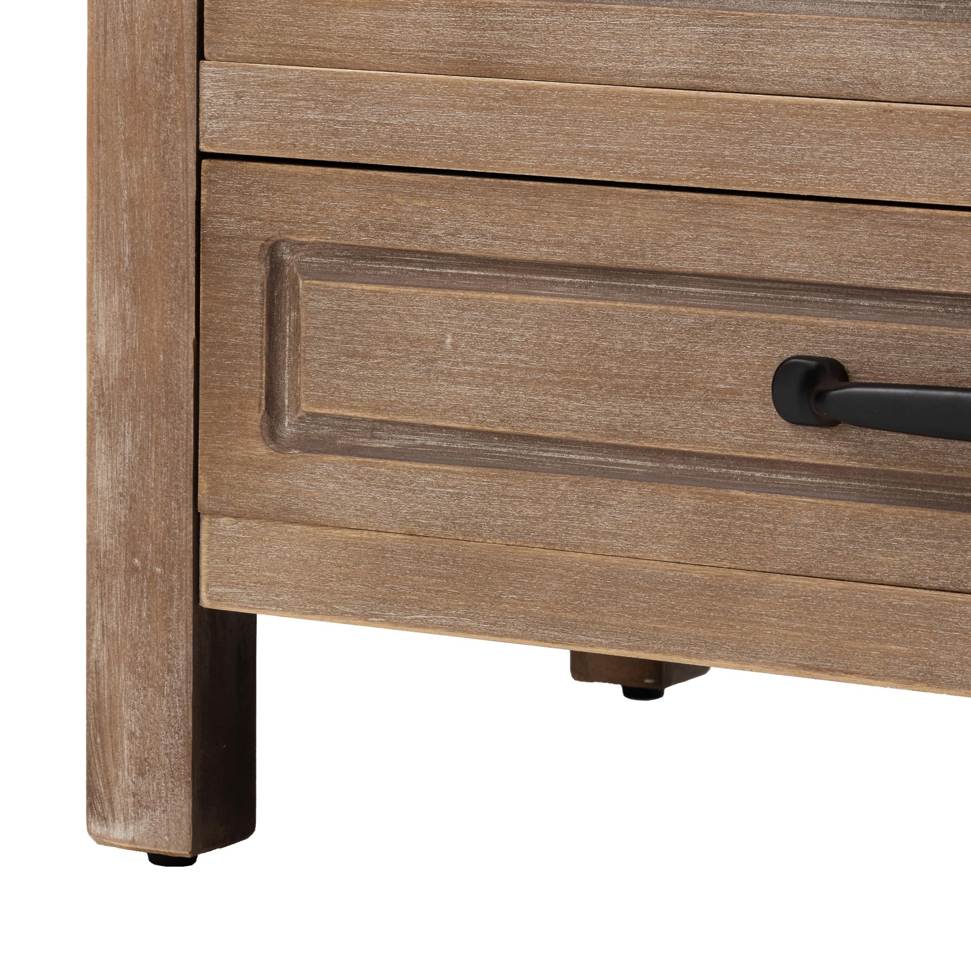 COSIEST 48" Tall Farmhouse Accent Cabinet with Doors and 2 Drawers, Rustic Wood Storage Buffet, Embossed Metal Floral Carving Chest with Adjustable Shelves for Living Room, Entryway, Dining Room