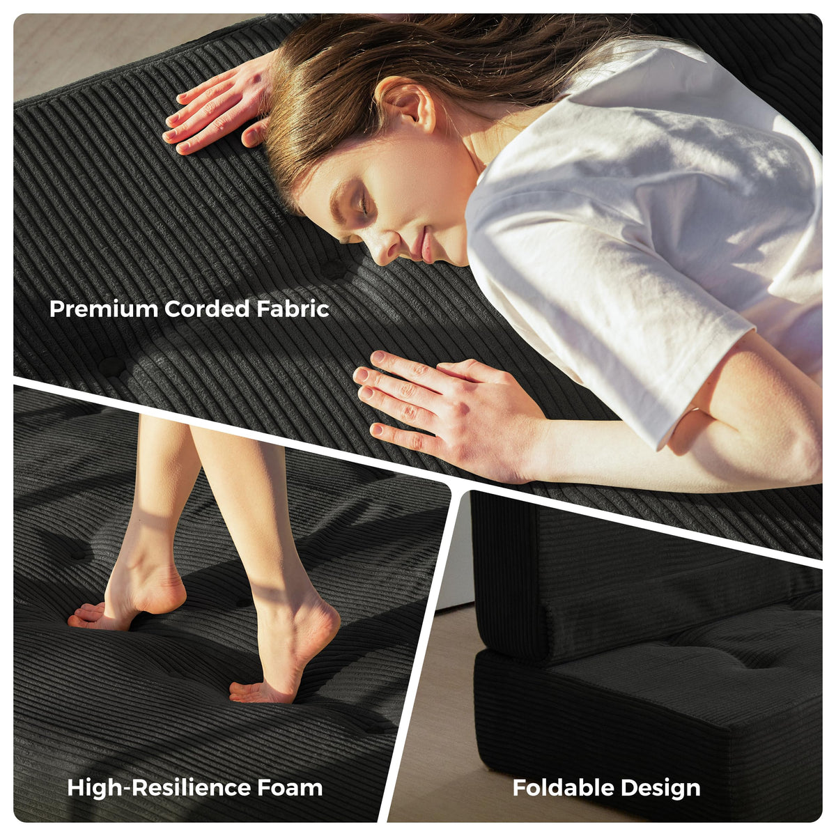 MAXYOYO Foldable Mattress, 8-Inch Tufted Futon Mattress with Handles