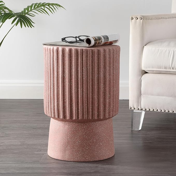Terrazzo Accent Table | Indoor/Outdoor Side Table, 19"H