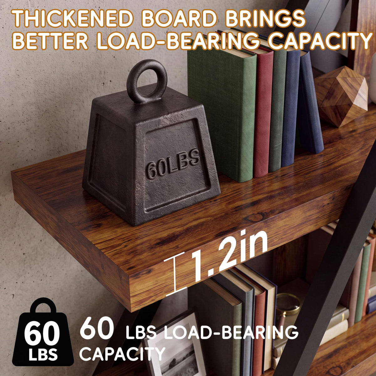 5-Tier Wood and Iron Bookshelf