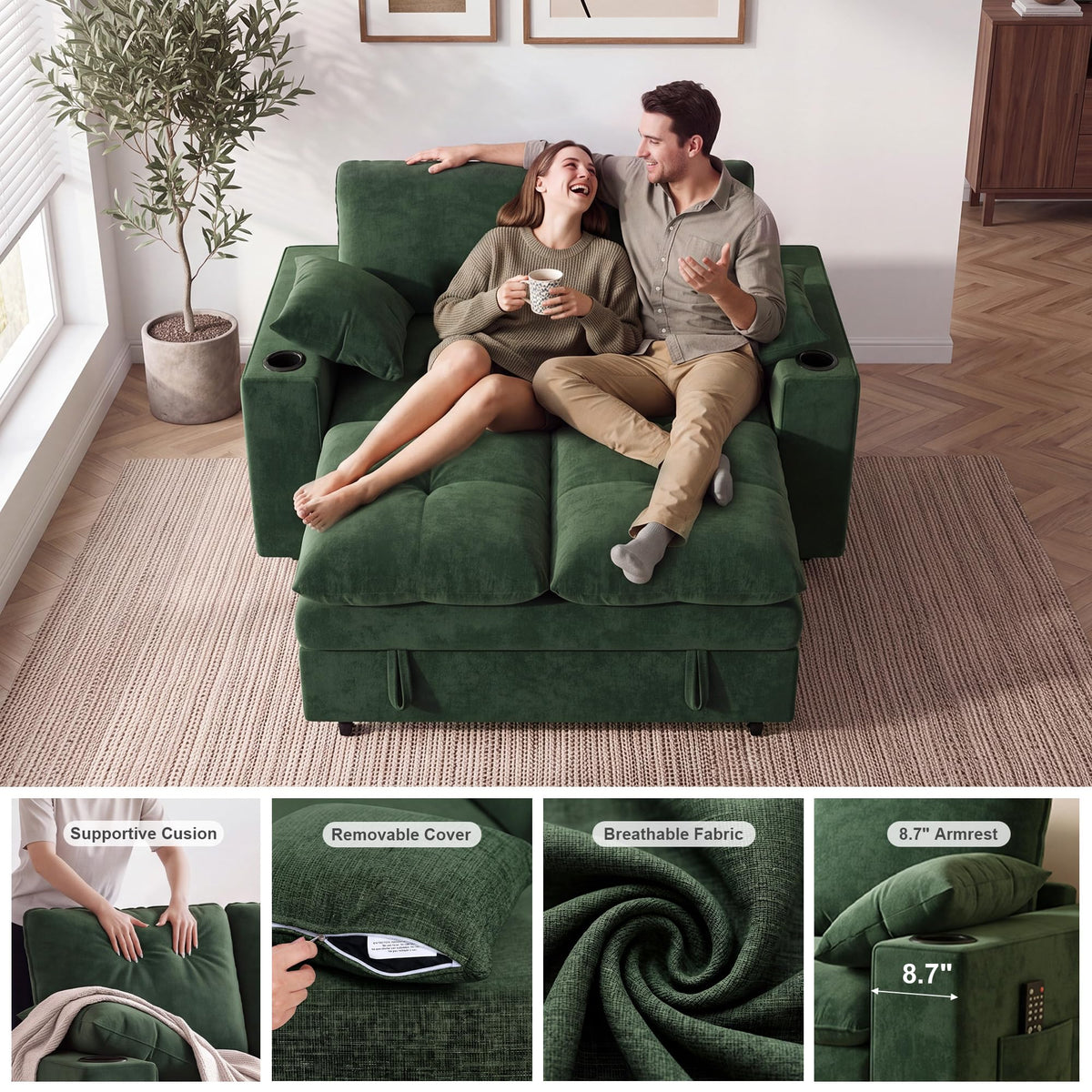 Chenille Loveseat Sleeper Sofa