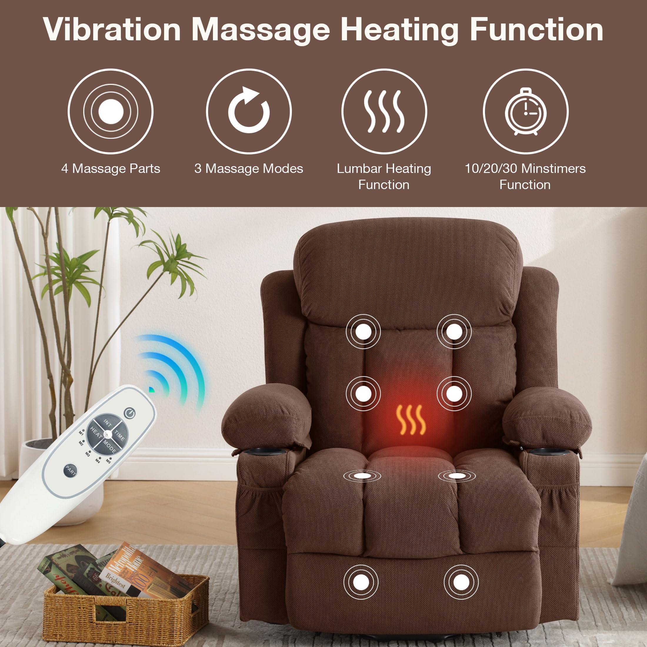 Power Lift Recliner Chair with Massage & Heat