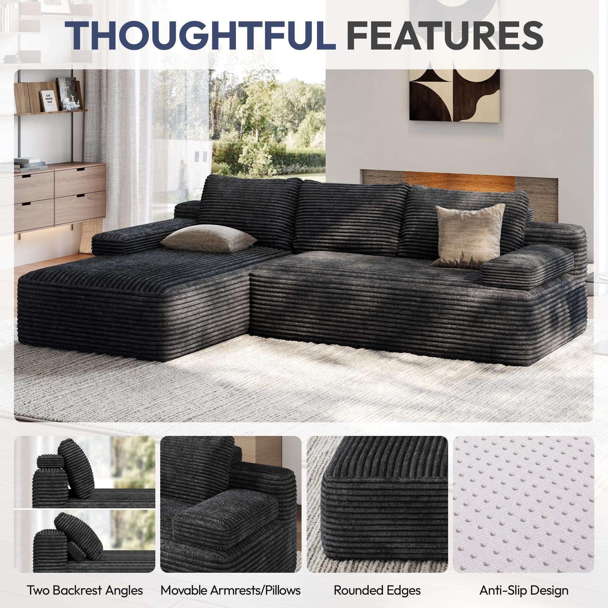 110" L-Shaped Sectional Sofa with Chaise