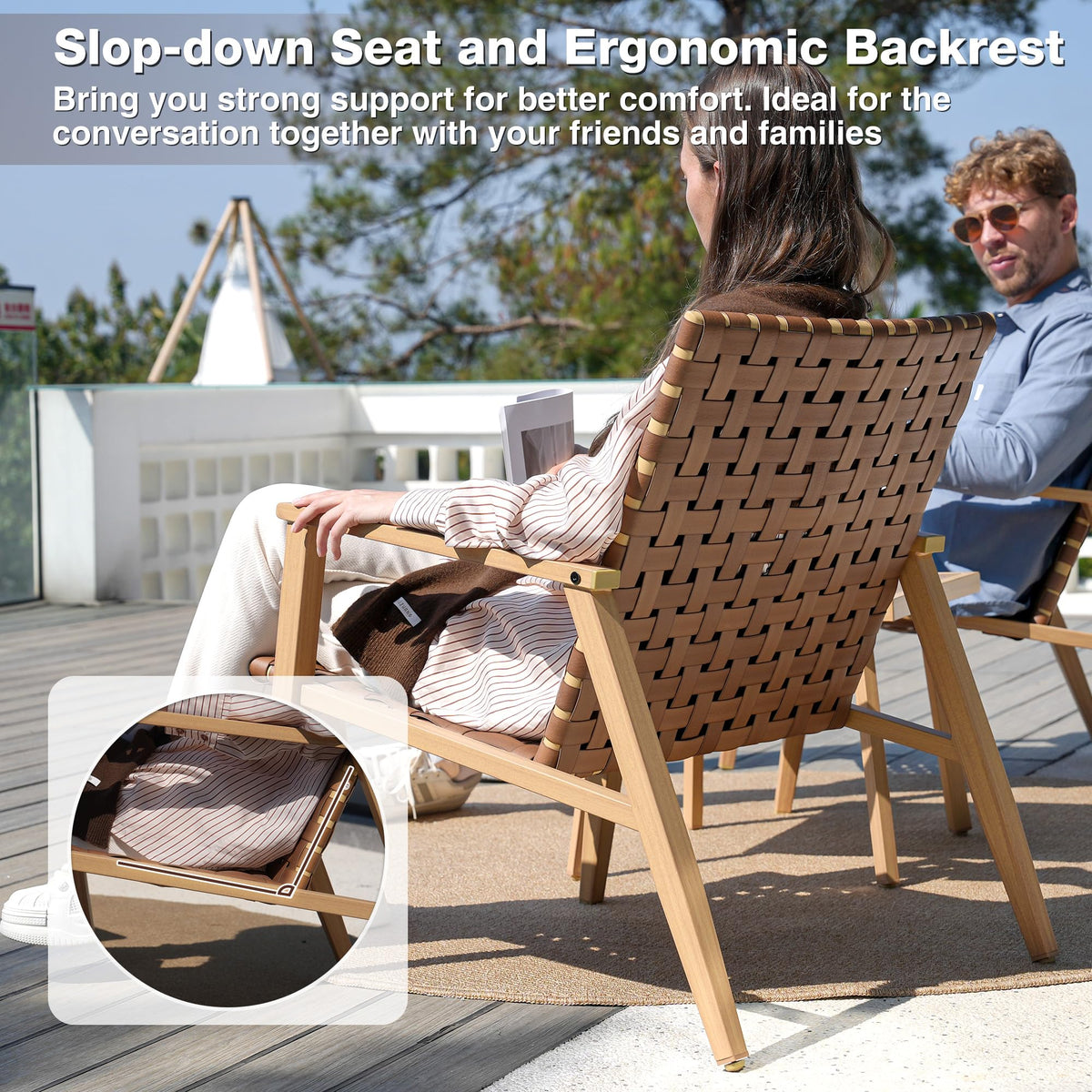COMLAX FIELD 3 Pieces Patio Bistro Set, Outdoor Chairs Set of 2 with Table