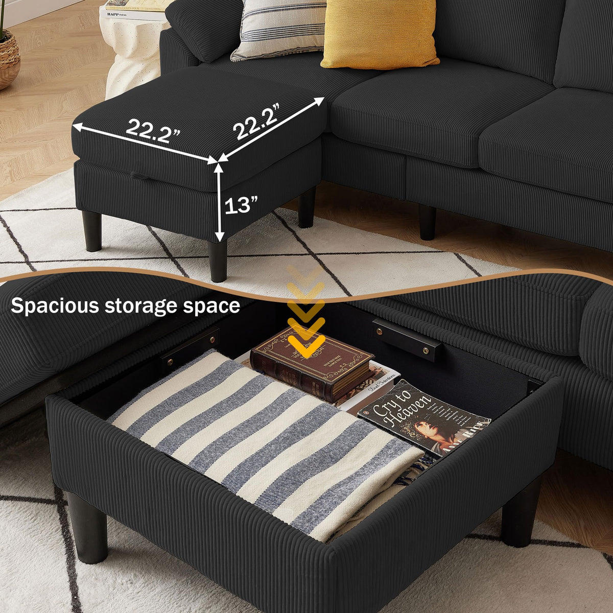 3-Piece Corduroy Sofa Set