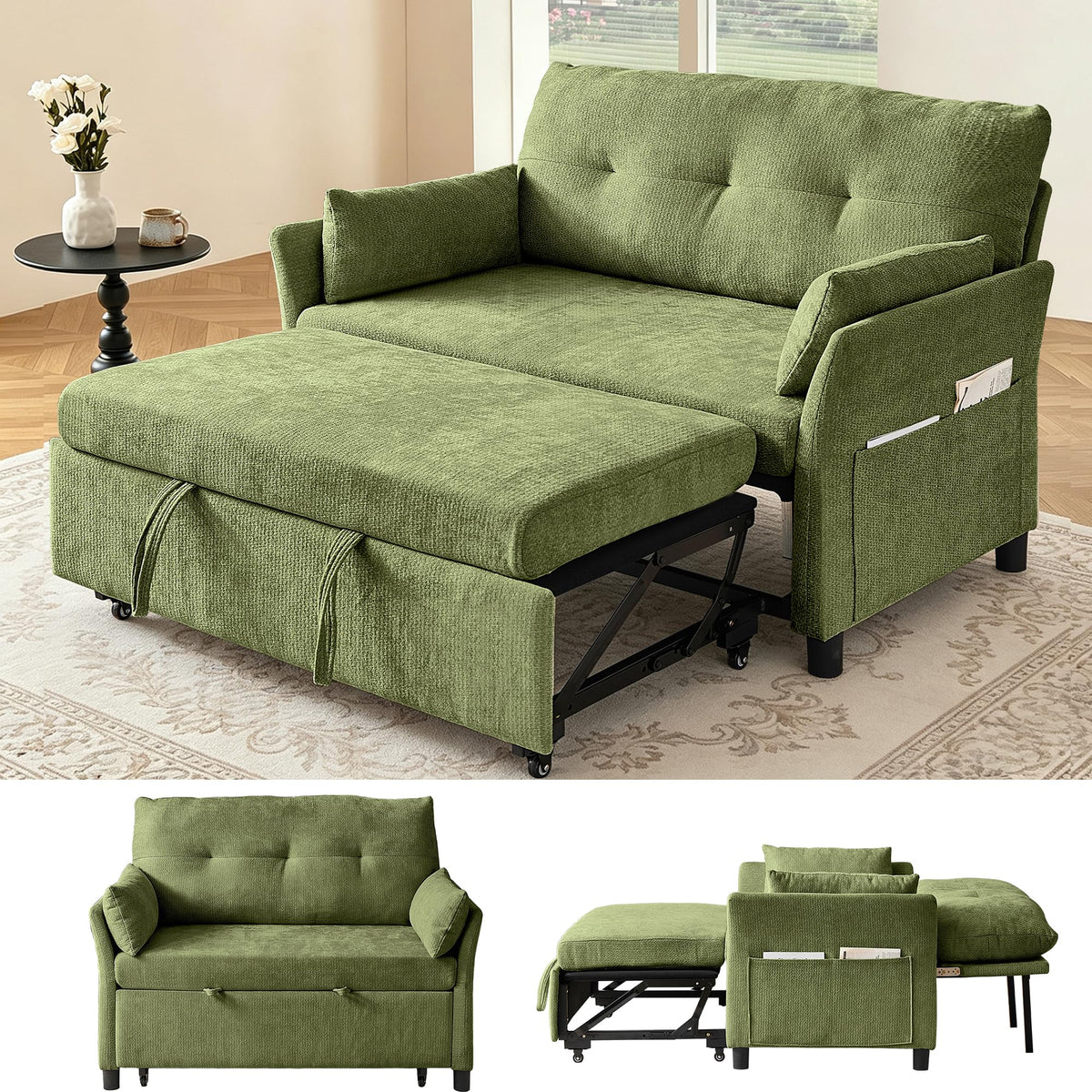 Green 3-in-1 Sleeper Loveseat
