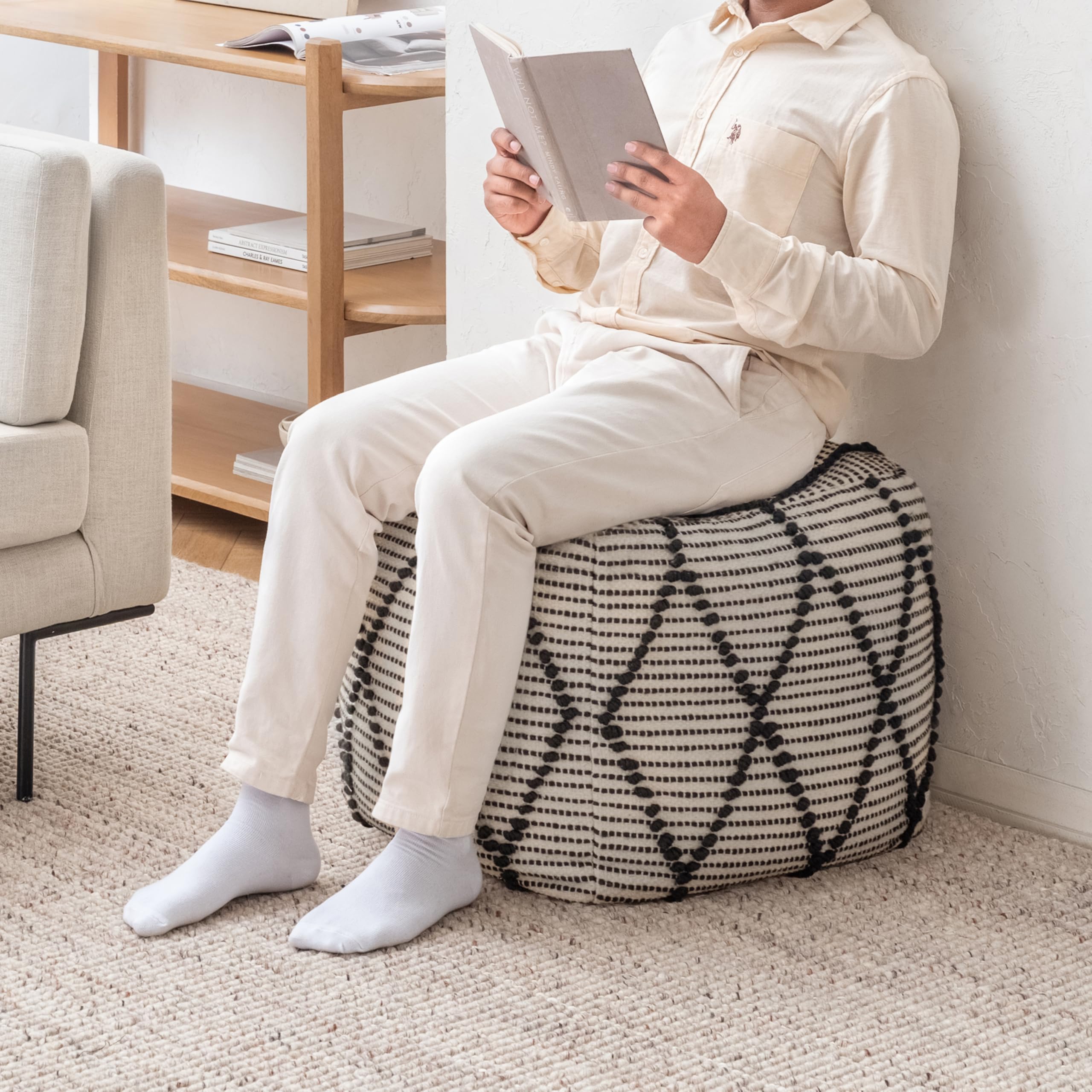 Round Pouf Ottoman Footrest
