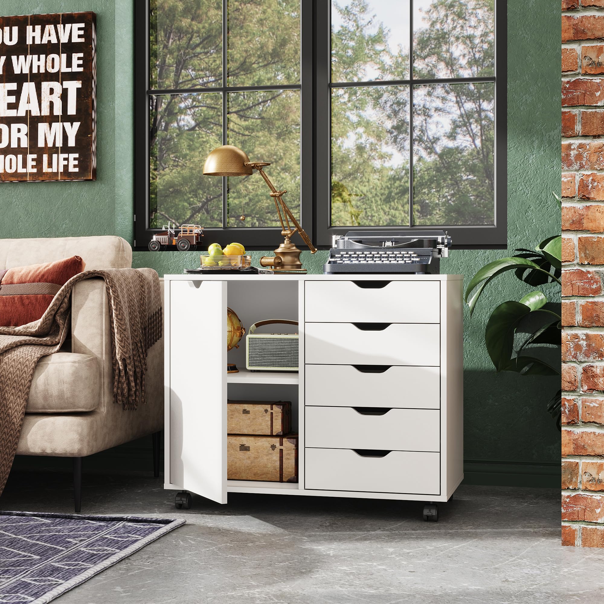 5-Drawer Printer Stand with Storage Cabinet