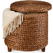 Round Water Hyacinth Storage Ottoman