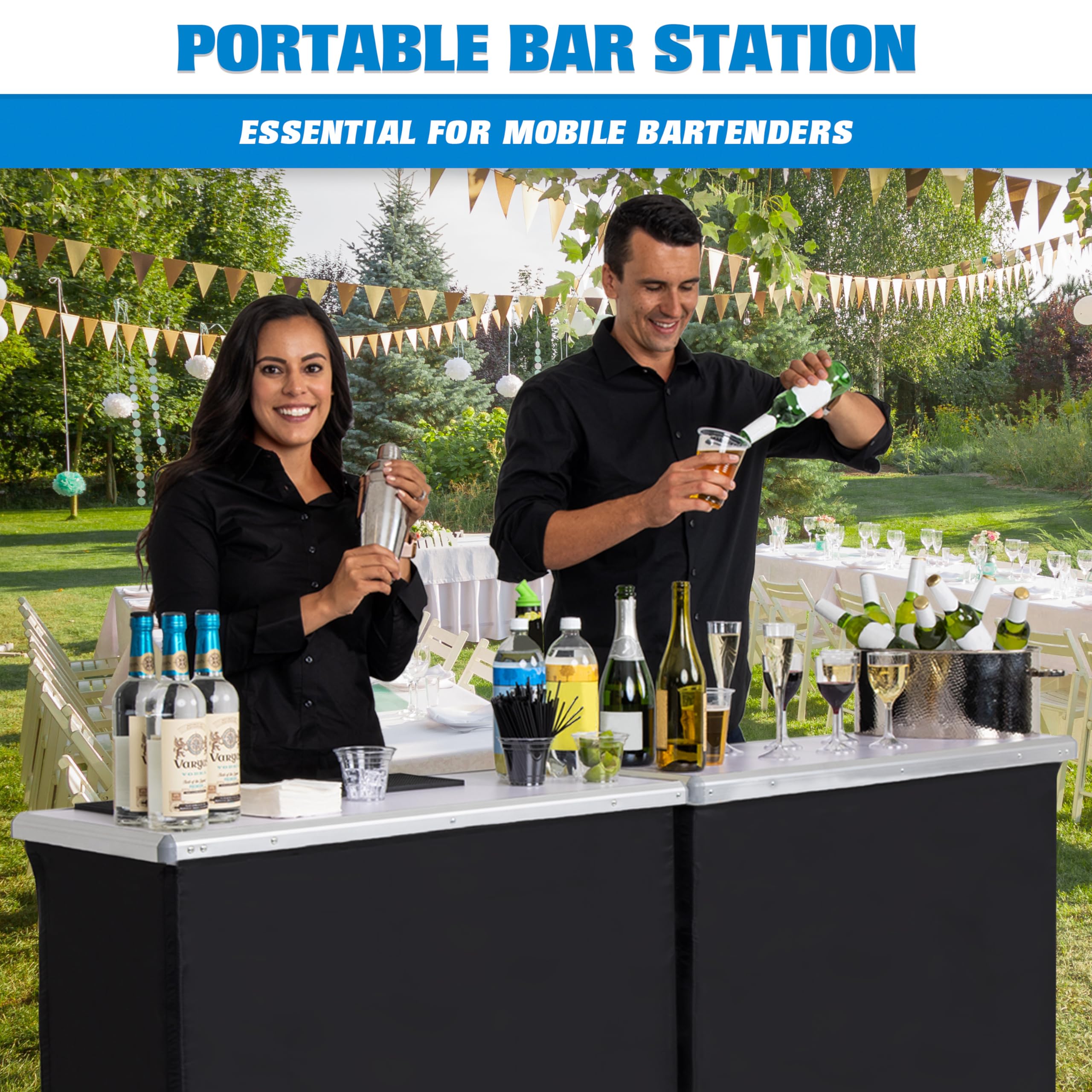 Portable Double Bar Table Set with Carrying Case