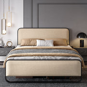 Upholstered Platform Bed Frame with Curved Headboard & Footboard