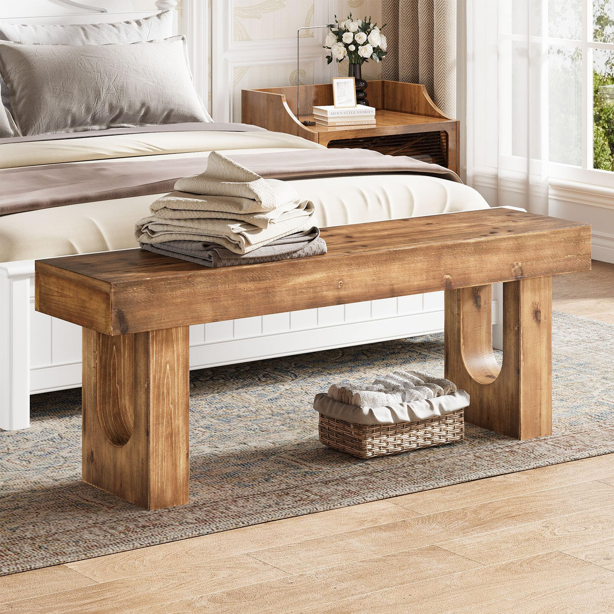 Rustic Wood Entryway Bench