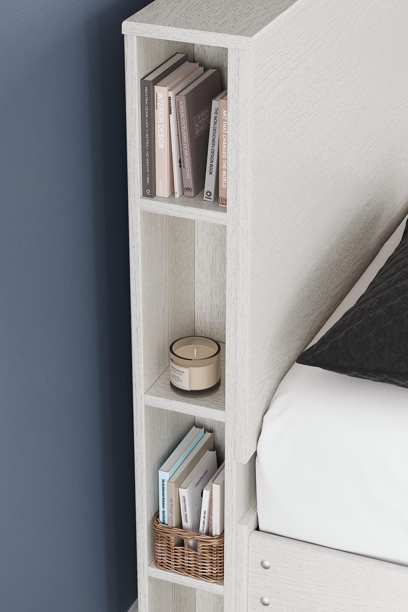 Signature Design by Ashley Aprilyn Twin Bookcase Headboard, Whitewash
