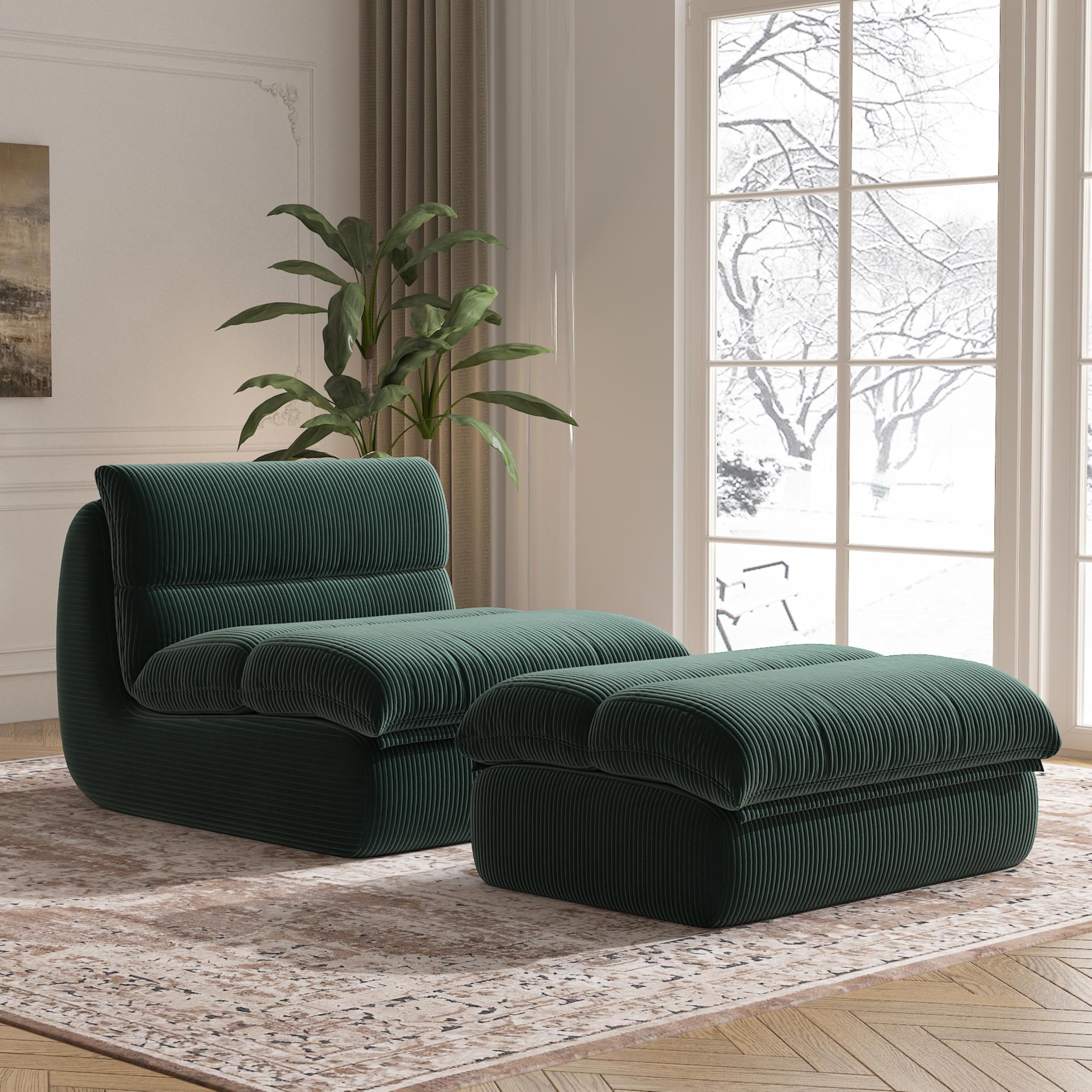 Bean Bag Chair with Ottoman – Corduroy Memory Foam
