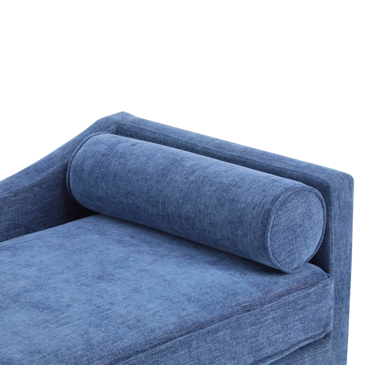 Christopher Knight Home Cagle Upholstered Loveseat Sofa with Splayed Legs, Birch Wood Frame Lounge Chair, Living Room Chaise Lounge Chair Indoor, Soft Lounge Sofa with Rolled Accent Pillow, Navy Blue