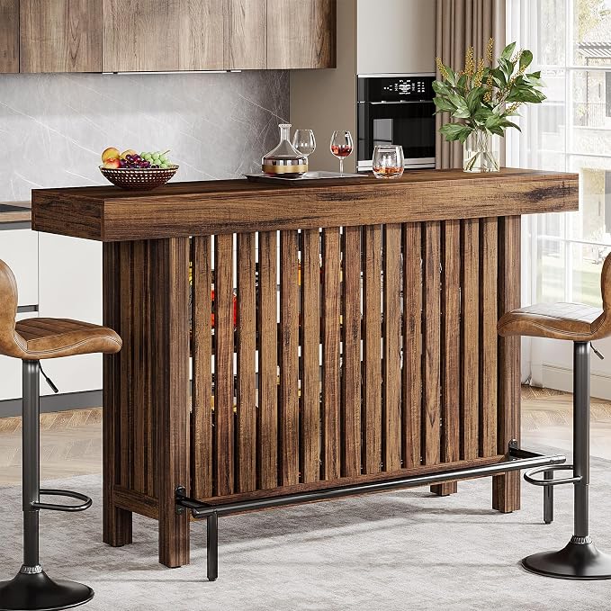 Bar Table with Storage and Footrest