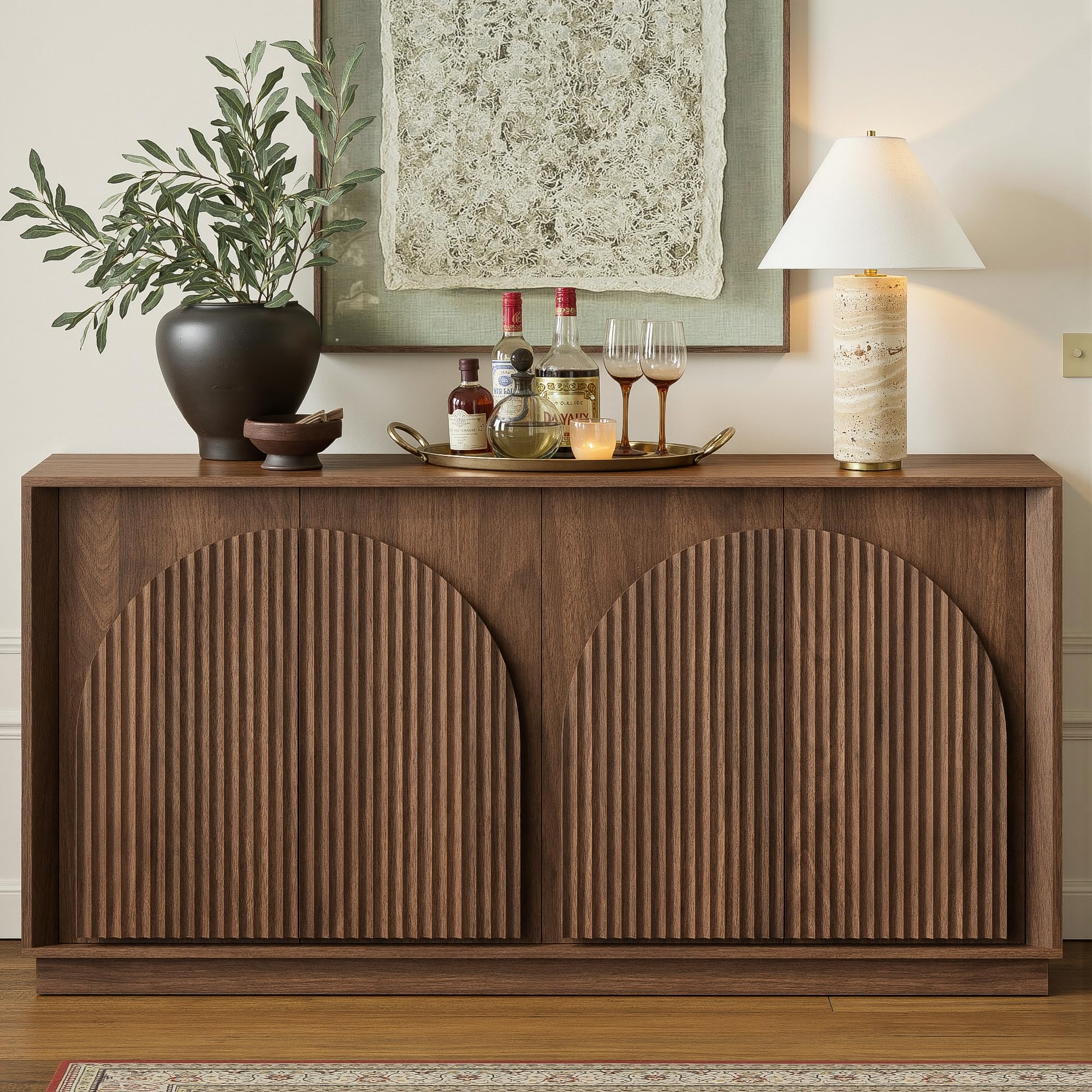 Fluted Sideboard Buffet Cabinet 65"