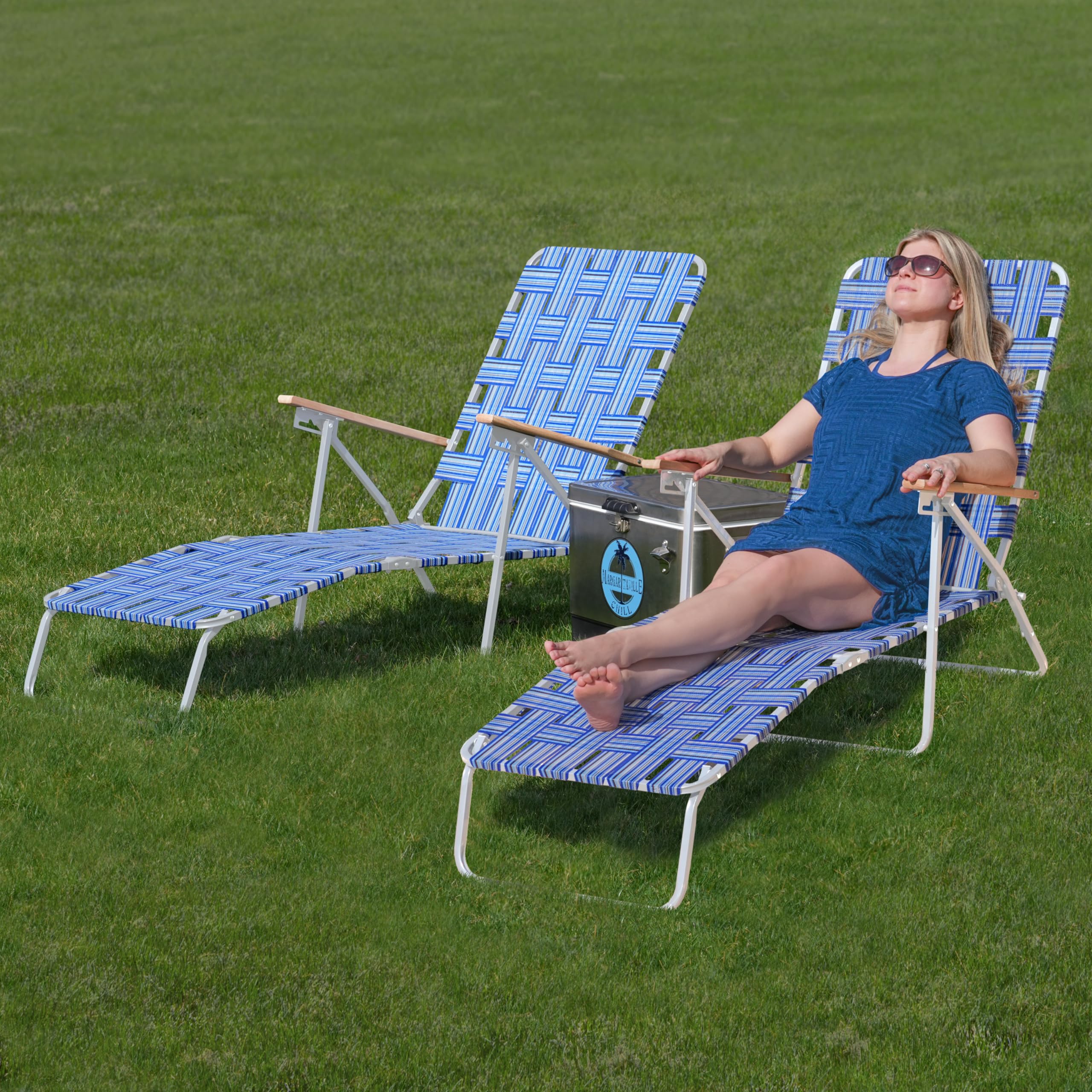 4-Position Folding Web Chaise Lounge Chair