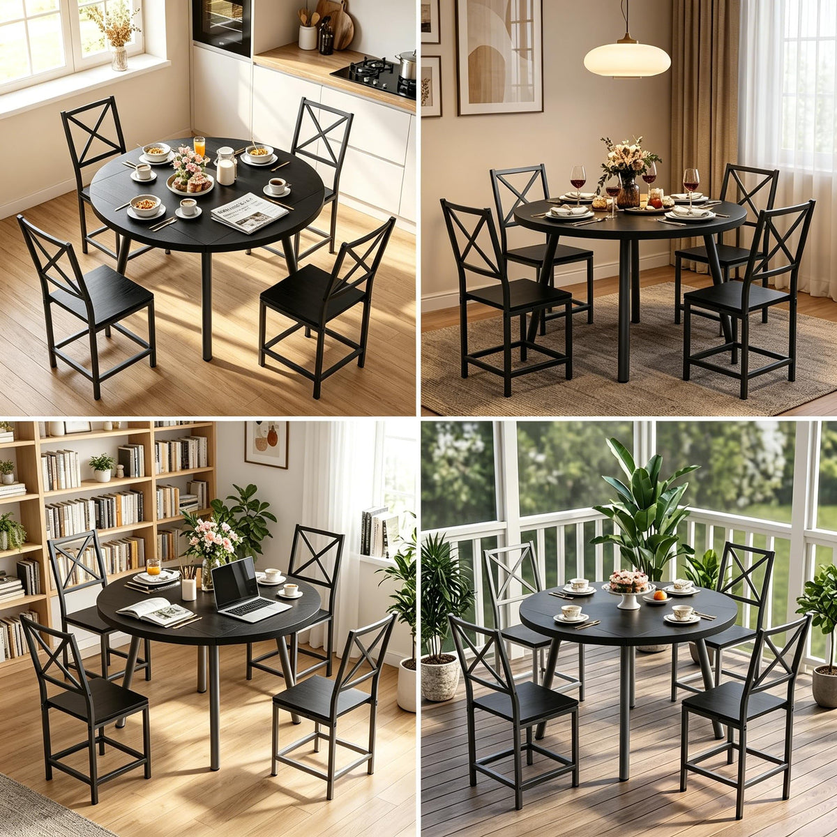 Round Drop-Leaf Dining Set