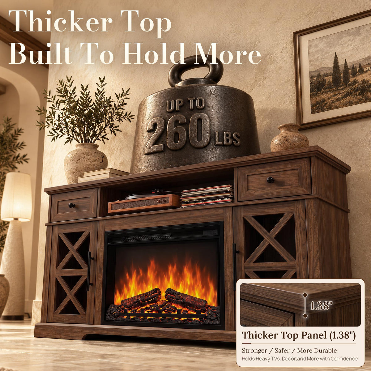 Farmhouse Fireplace TV Stand