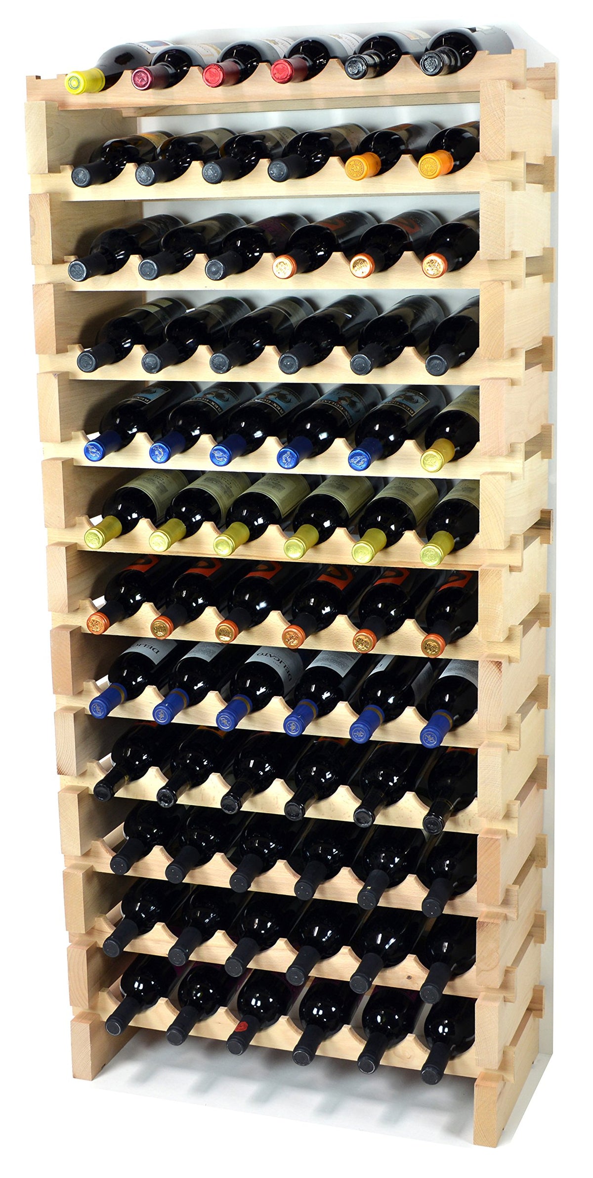 72-Bottle Beechwood Wine Rack