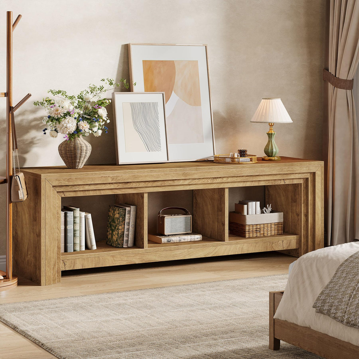 Tribesigns 63" TV Stand for TVs Up to 75 Inches, Wood Entertainment Center