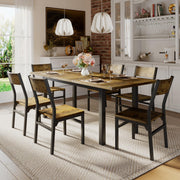 iPormis 7-Piece Dining Table & Chairs Set for 4-6, 63" Extendable Kitchen Table with 6 Chairs, Dining Room Table with MDF Board & Metal Frame, Perfect for Small Space,Easy Assembly, Rustic Brown