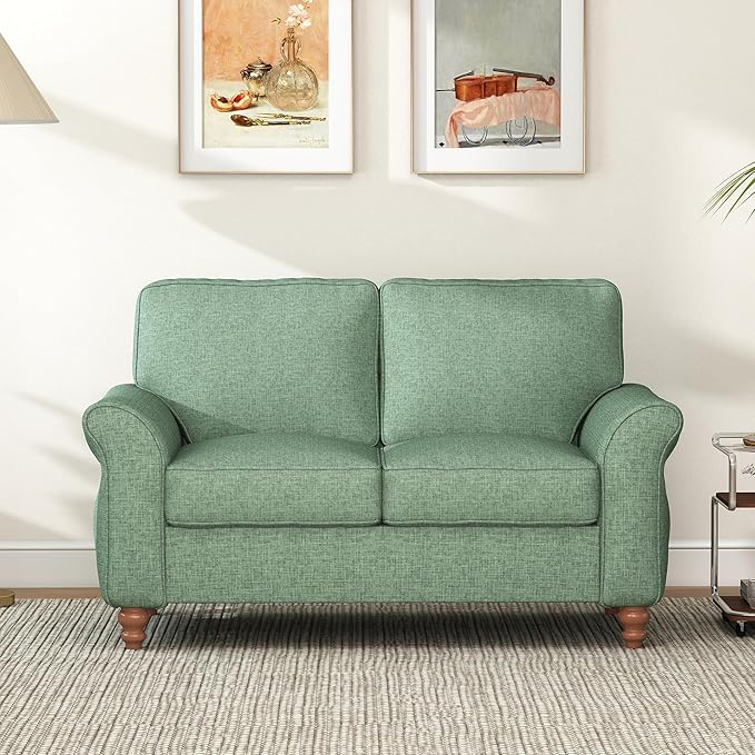Modern 2-Seater Loveseat Sofa with Side Pockets