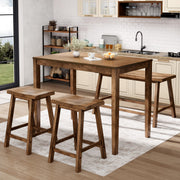 Counter Height Dining Table Set with Bench and 2 Chairs