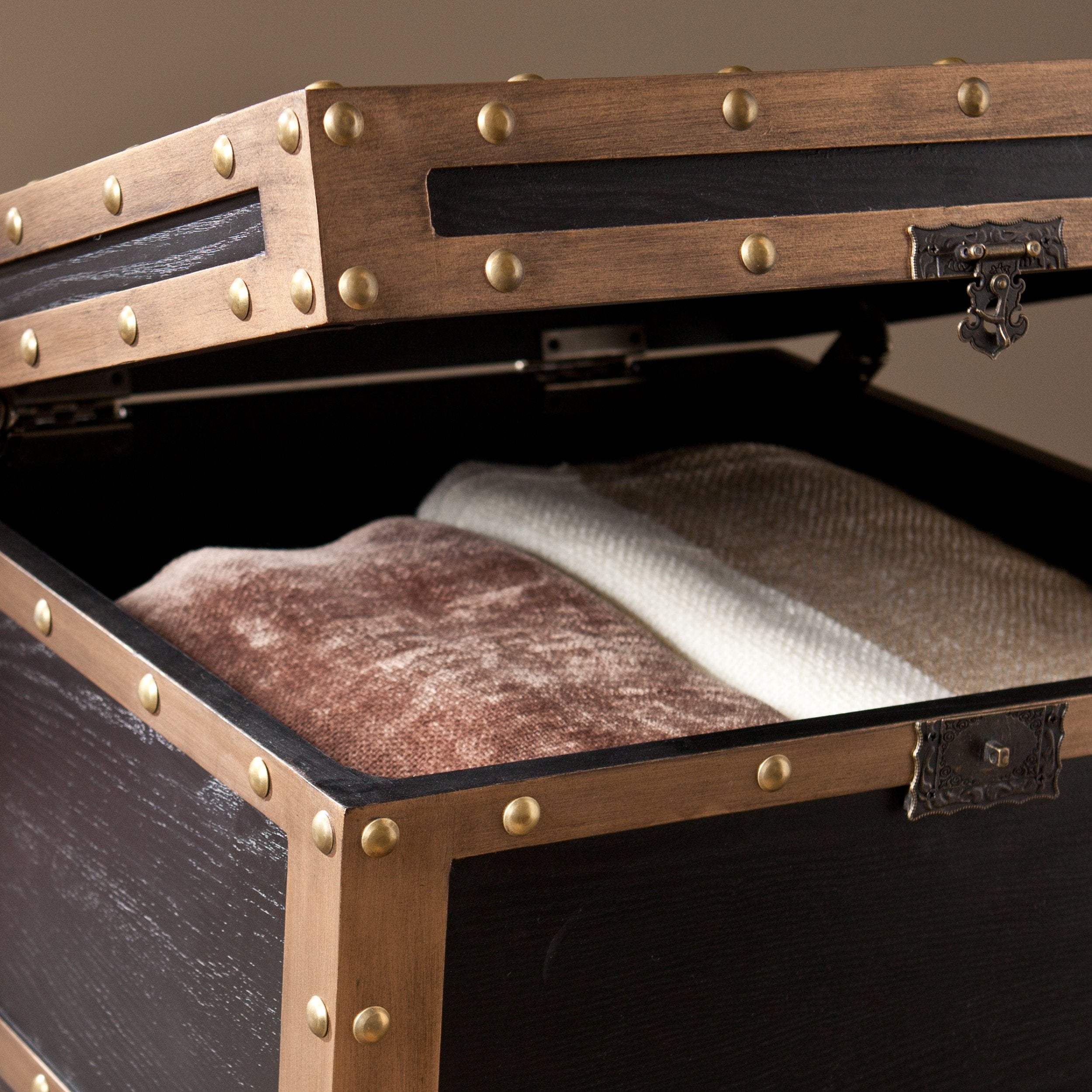 Industrial Travel Trunk End Table with Storage