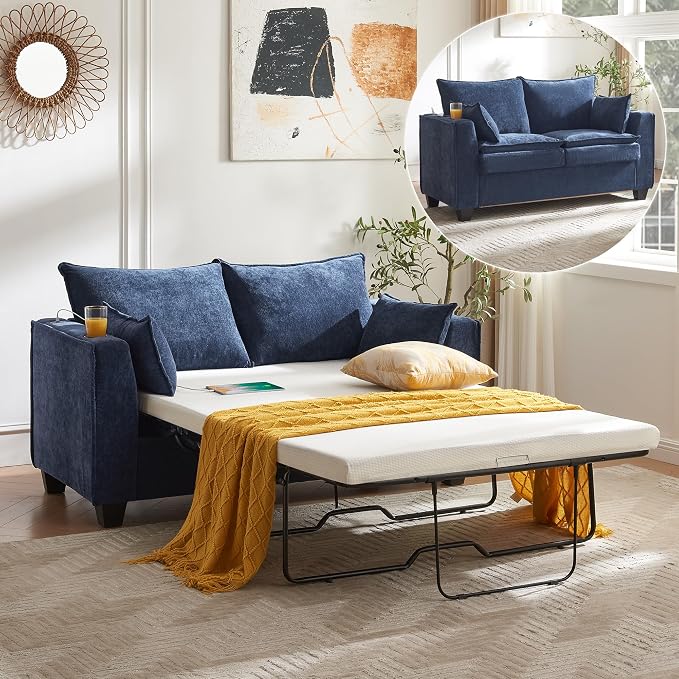 Chenille Pull-Out Sofa Bed