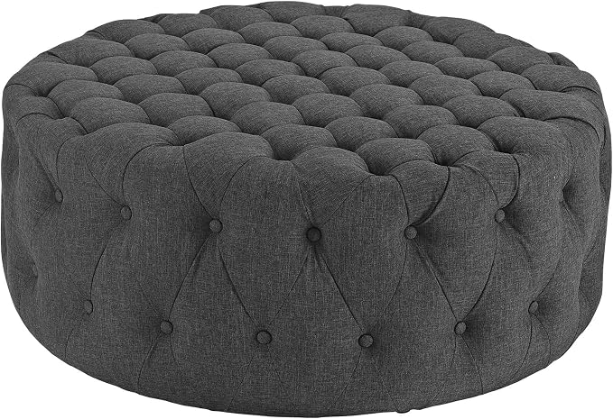 Round Tufted Fabric Ottoman
