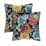 RSH DECOR: Square Throw Pillows Set of 2 | 24” x 24” | All-Weather Spun Fabric | Water and Fade-Resistant | Outdoor Accent Pillows for Patio Furniture | Colsen Noir - Made in USA