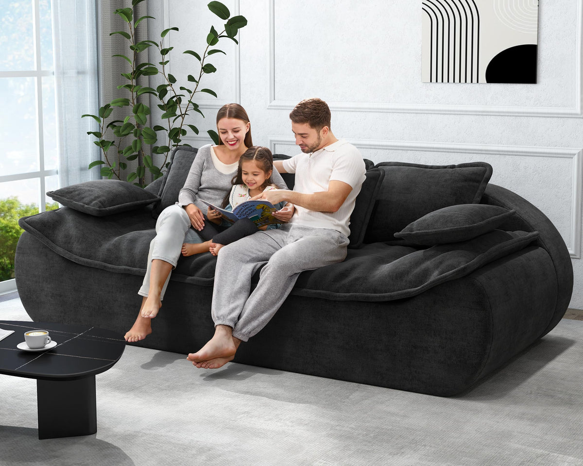 Hobestluk Sofa Couches 3-Seater Modular Sectional Sofa, 89''Comfy Loveseat with Throw, Deep Seat Small Sofa for Small Space, Memory Foam Sectional Couches for Living Room, Office, Apartment