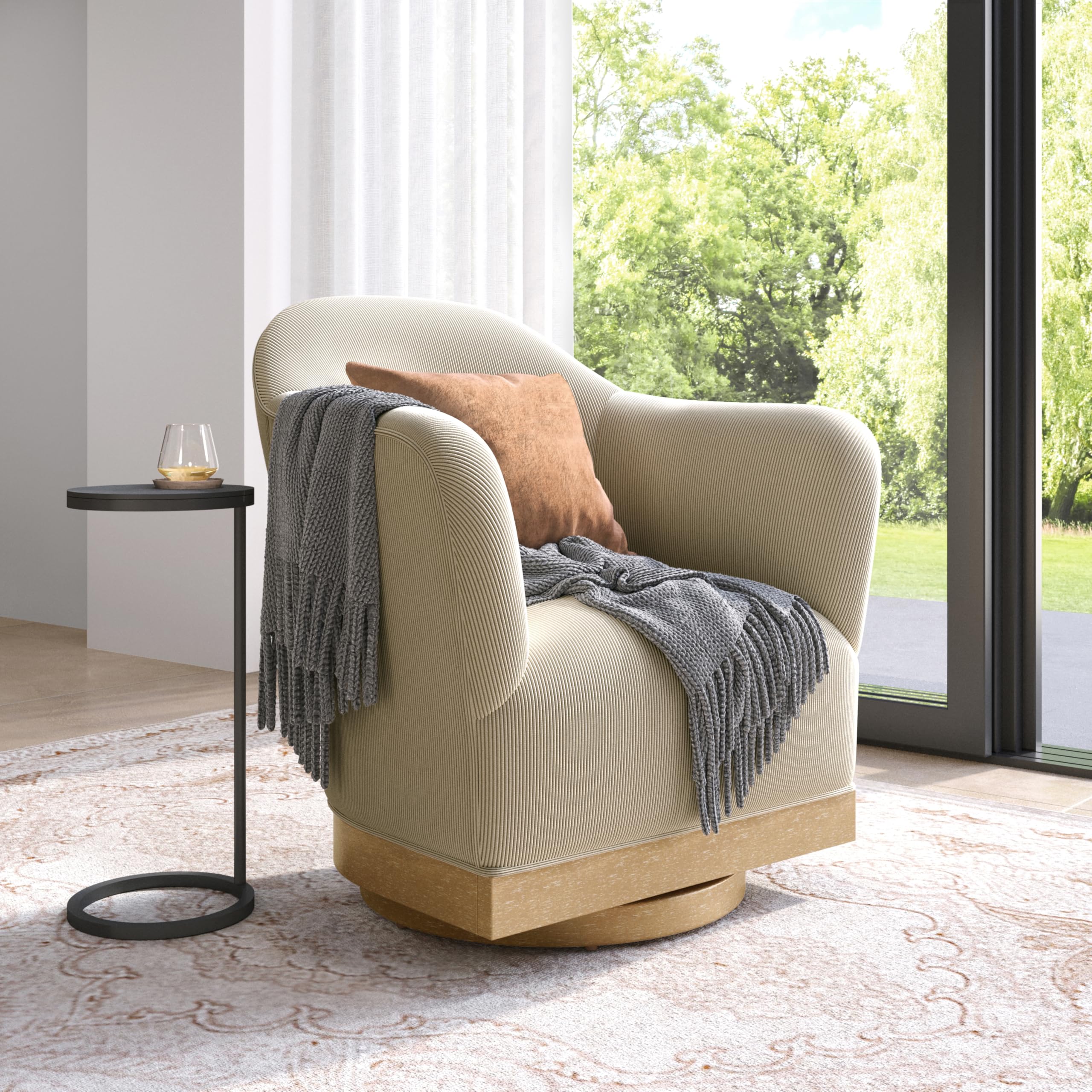 High-Back Barrel Swivel Accent Chair
