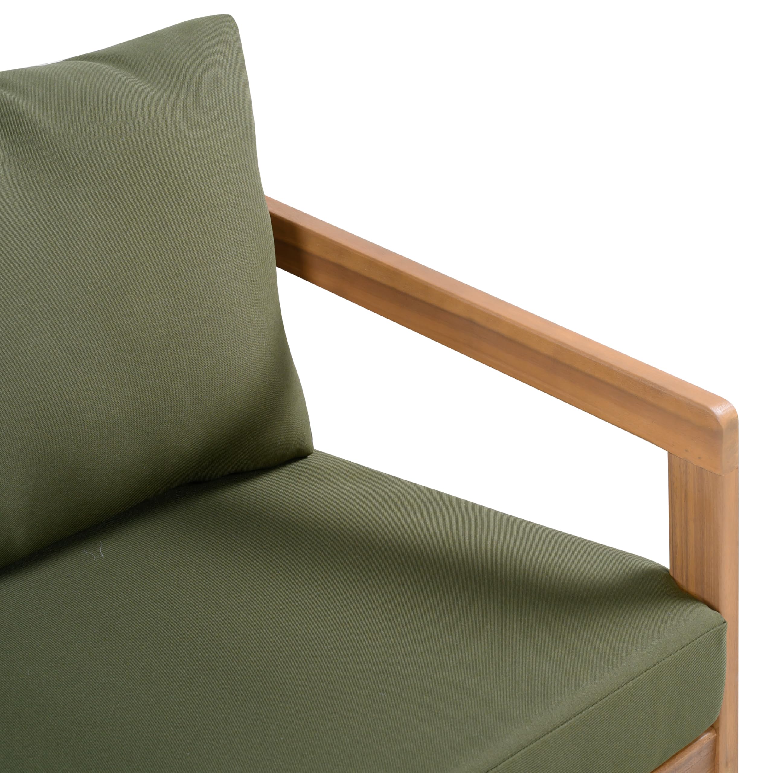 Acacia Wood Outdoor Loveseat Sofa with Removable Cushions