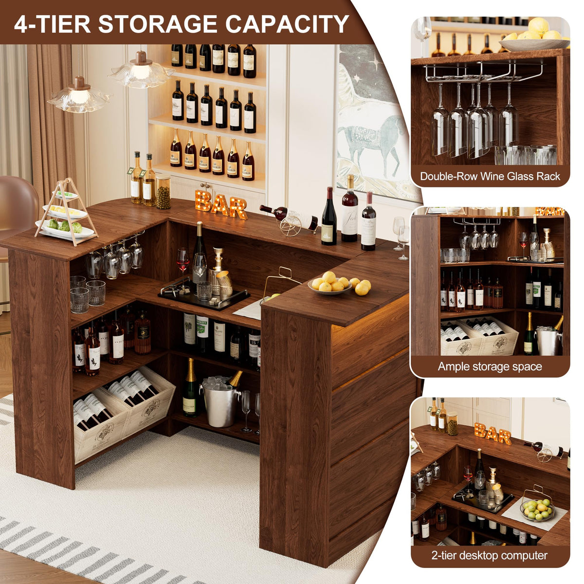 U-Shaped LED Home Bar