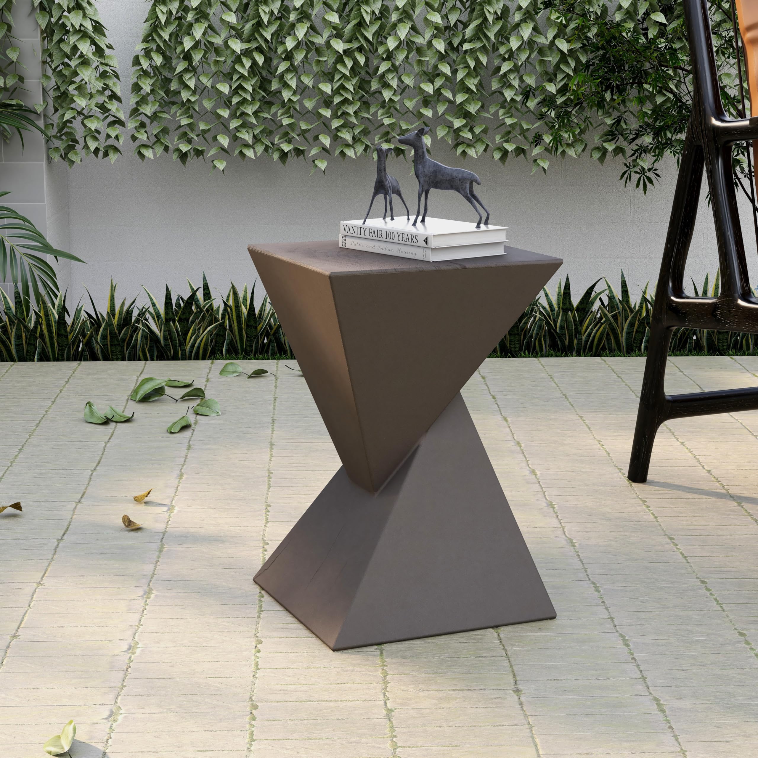 Twisted Fiberstone Side Table – Indoor & Outdoor Accent Stool