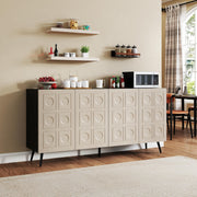 Mhsatyrs Oak and Black Wood Accent Cabinet with 4 Doors, 63" Sideboards